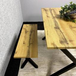 KOSY KOALA Dining Table & 2 Benches Set Wooden With Metal Legs for Dining Room in Brown - thumbnail 8