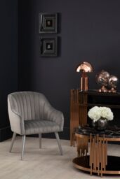 Orsina Comfortable Mustard Fabric Armchair For Reading, Mid-century Modern chair For Livingrooms, Sleek Armchair in Grey - thumbnail 2
