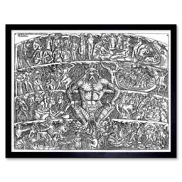 "Artery8 Painting Book Divine Comedy Dante Botticelli Inferno Framed Art Print in Grey - Size: W12"" x H16""" - thumbnail 1