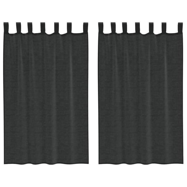 Berkfield Home Voile Curtains with Tab Top 2 pcs Black - image 1