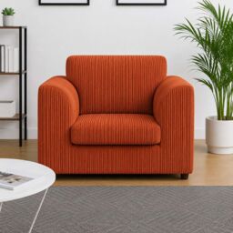 Furnishings For Less UK Luxor Jumbo Cord Fabric Armchair in Orange - thumbnail 2