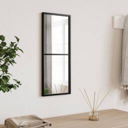 Berkfield Home Wall Mirror Black 20x50 cm Rectangle Iron - thumbnail 2