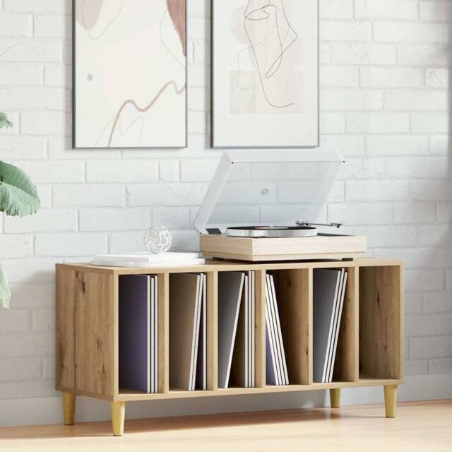 Berkfield Home Record Cabinet Artisan Oak 100x38x48 cm Engineered Wood in Brown - Size: 100 x 38 x 48 cm - image 1