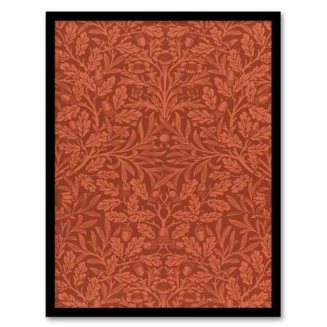 Artery8 William Morris Framed Wall Art Print Acorns & Oak Leaves Pattern in Brown - Size: A4 - image 1