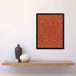 Artery8 William Morris Framed Wall Art Print Acorns & Oak Leaves Pattern in Brown - Size: A4 - thumbnail 2
