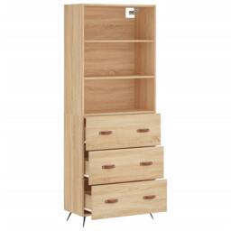 Berkfield Home Highboard Sonoma Oak 69.5x34x180 cm Engineered Wood in Brown - thumbnail 4