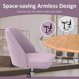 EONLION Office Chair Modern Armless Desk Chair in Purple - Size: 100 cm - thumbnail 4