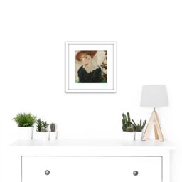 Artery8 Egon Schiele Portrait Of Wally Neuzil 8X8 Inch Square Wooden Framed Wall Art Print Picture with Mount in White - thumbnail 2