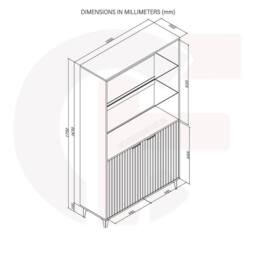 Mex Furniture LTD Display Cabinet Tide Crest 175cm - White with Fluted Doors - thumbnail 8