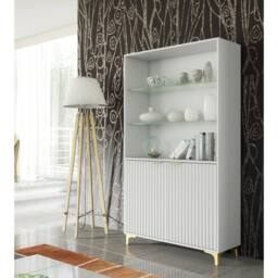 Mex Furniture LTD Display Cabinet Tide Crest 175cm - White with Fluted Doors - thumbnail 2