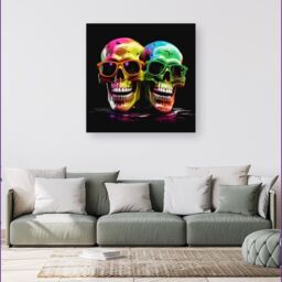 Warren Reed - Designer Happy Skeletons In Sunglasses Canvas - Size: w40 inch x h40 inch - thumbnail 1