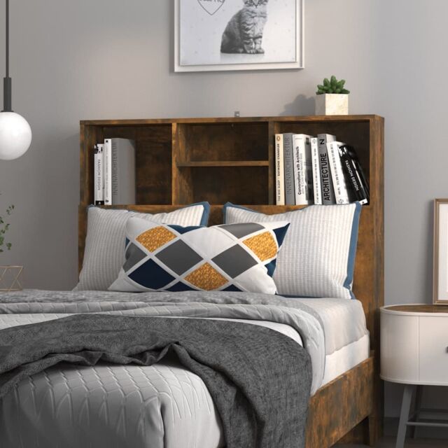 Berkfield Home Headboard Cabinet Smoked Oak 100x19x103.5 cm in Brown - image 1