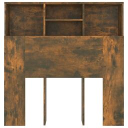 Berkfield Home Headboard Cabinet Smoked Oak 100x19x103.5 cm in Brown - thumbnail 4