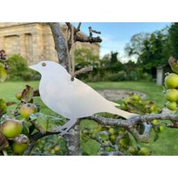 Poppyforge Hanging Finch Garden Art (Pack of 3) - W20 x H13 cm in Silver