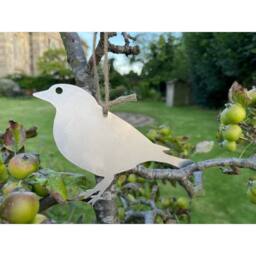 Poppyforge Hanging Finch Garden Art (Pack of 3) - W20 x H13 cm in Silver - thumbnail 2