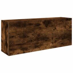 Berkfield Home Bathroom Wall Cabinet Smoked Oak 100x25x40 cm Engineered Wood in Brown - Size: 100 x 25 x 40 cm - thumbnail 1