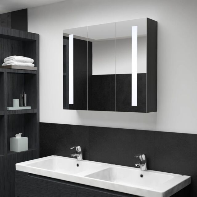 Berkfield Home LED Bathroom Mirror Cabinet 89x14x62 cm in Black - Size: 89 x 14 x 62 cm - image 1