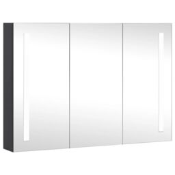 Berkfield Home LED Bathroom Mirror Cabinet 89x14x62 cm in Black - Size: 89 x 14 x 62 cm - thumbnail 2