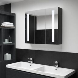Berkfield Home LED Bathroom Mirror Cabinet 89x14x62 cm in Black - Size: 89 x 14 x 62 cm - thumbnail 1