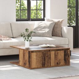 Berkfield Home Coffee Table Old wood 80 x 80 x 31 cm Engineered wood in Brown - thumbnail 4