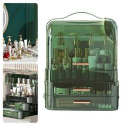 VOGREX Green Large Clear Dustproof Makeup Organiser with Drawers - thumbnail 3