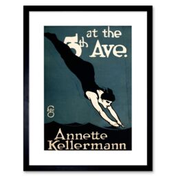 "Artery8 Wall Art Print Vaudeville Annette Kellerman Swim Dive Artwork Framed 9X7 Inch in Black - Size: W7"" x H9""" - thumbnail 1