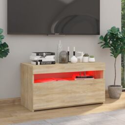 Berkfield Home TV Cabinet with LED Lights Sonoma Oak 75x35x40 cm in Brown - Size: 75 x 35 x 40 cm - thumbnail 6