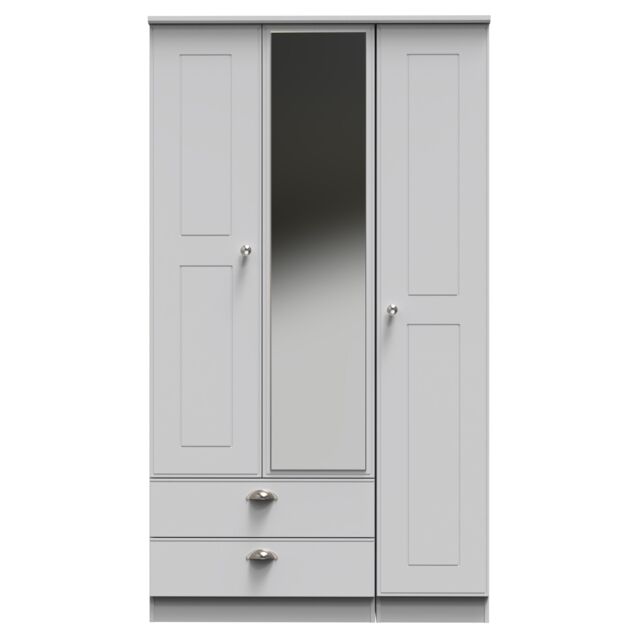 Ready Assembled 2 U Albert Triple Mirror Wardrobe with 2 Drawers (Ready Assembled) in Grey - image 1