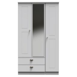 Ready Assembled 2 U Albert Triple Mirror Wardrobe with 2 Drawers (Ready Assembled) in Grey - thumbnail 1