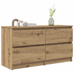 Berkfield Home TV Cabinet Artisan Oak 100x35x54 cm Engineered Wood in Brown - Size: 100 x 35 x 54 cm - thumbnail 4