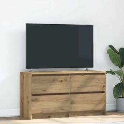 Berkfield Home TV Cabinet Artisan Oak 100x35x54 cm Engineered Wood in Brown - Size: 100 x 35 x 54 cm - thumbnail 1