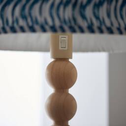 Netlighting Cane Bamboo Floor Lamp Blue Fabric Ripple Shade 40cm E27 in Brown - thumbnail 4
