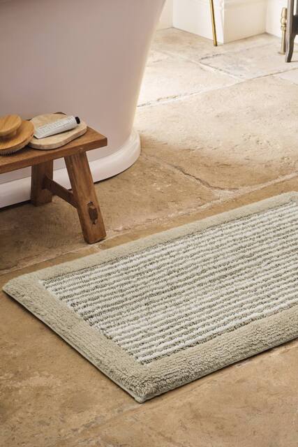 CHRISTY 'Portobello Stripe' Coastal Inspired Bath Rugs in Beige - image 1