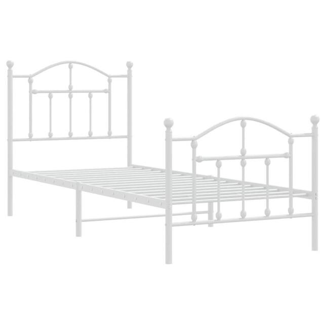Berkfield Home Metal Bed Frame with Headboard & Footboard White 90x190 cm Single - image 1
