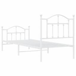 Berkfield Home Metal Bed Frame with Headboard & Footboard White 90x190 cm Single - thumbnail 7