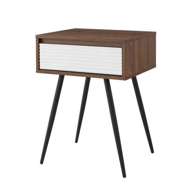 ERGOVEXA Dark Walnut Bedside Sofa End Nightstand Side Table 1 Drawer Storage in Dark Brown - image 1