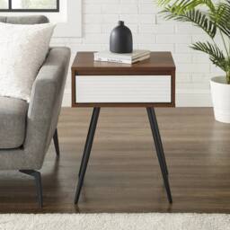 ERGOVEXA Dark Walnut Bedside Sofa End Nightstand Side Table 1 Drawer Storage in Dark Brown - thumbnail 5