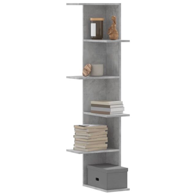 Berkfield Home Wall Corner Shelf Concrete Grey 36.5x36.5x140 cm Engineered Wood - image 1