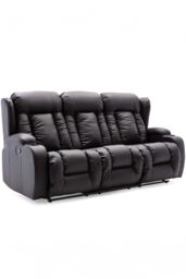 More4Homes Caesar Manual Recliner Bonded Leather 1+3 Seater Sofa Set in Black - thumbnail 2