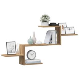 Berkfield Home Wall Shelf Artisian Oak 104x15x49 cm Engineered Wood in Brown - Size: 104 x 15 x 49 cm - thumbnail 3