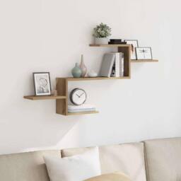 Berkfield Home Wall Shelf Artisian Oak 104x15x49 cm Engineered Wood in Brown - Size: 104 x 15 x 49 cm - thumbnail 2