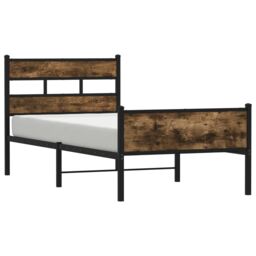 Berkfield Home Bed Frame without Mattress Smoked Oak 100x190 cm Engineered Wood in Brown - thumbnail 2