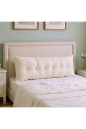 Living and Home Cozy Upholstered Headboard Pillow in Beige - Size: Large - thumbnail 2