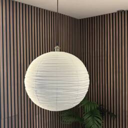 CGC Lighting Sybil Linen Large Round Globe Easy Fit Hand Made Lampshade in White - thumbnail 4