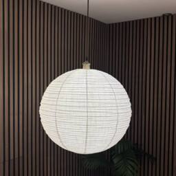 CGC Lighting Sybil Linen Large Round Globe Easy Fit Hand Made Lampshade in White - thumbnail 7