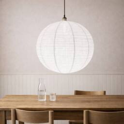 CGC Lighting Sybil Linen Large Round Globe Easy Fit Hand Made Lampshade in White - thumbnail 2