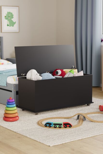 Home Discount Vida Designs Leon Spacious Ottoman Toy Storage Unit for Kids in Black - image 1
