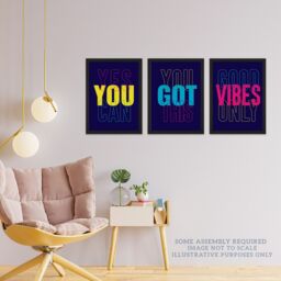 Artery8 A4 Wall Art & Frame Set of 3 Good Vibes You Got This Yes You Can - thumbnail 2