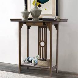 KORVIXA Console Table Rustic Wood Hallway Side Table in Brown - Size: 100 cm x 100 cm - thumbnail 4
