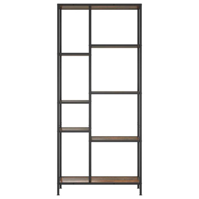 Berkfield Home Practical Book Shelf 80x30x180 cm Steel & Engineered Wood in Brown - Size: 80 x 30 x 180 cm - image 1